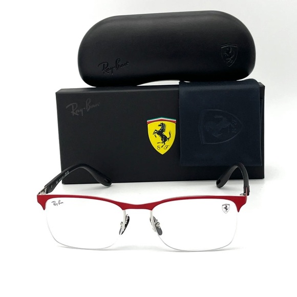 💯 - Authentic- Ray Ban FERRARI RX8416M F045 Matte Red on Silver / Demo Lens … - Picture 6 of 11
